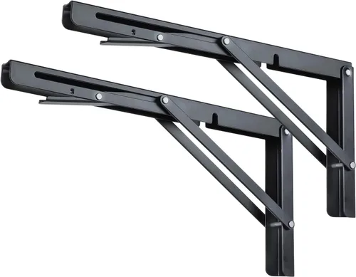 Toirxarn Soportes de estante plegables negros resistentes de 20 pulgadas, soporte plegable de acero para ahorrar espacio, escritorio montado en la