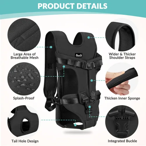Miniatura 3 de Lukovee Mochila transportadora para perros, con patas hacia afuera, fácil ajuste, transportadora frontal para perros pequeños y medianos