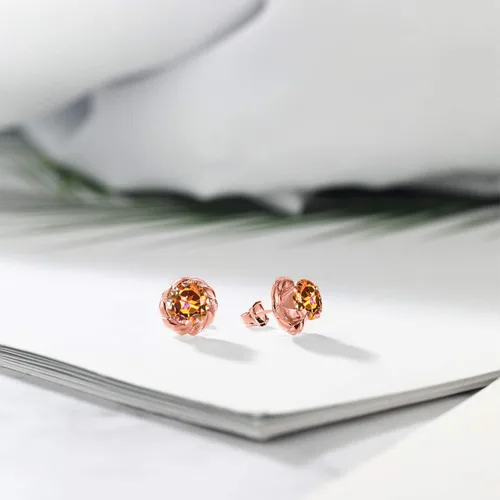 Miniatura 181 de Gem Stone King Aretes de plata de ley 925 de 0.236 in con piedra natal redonda para mujer