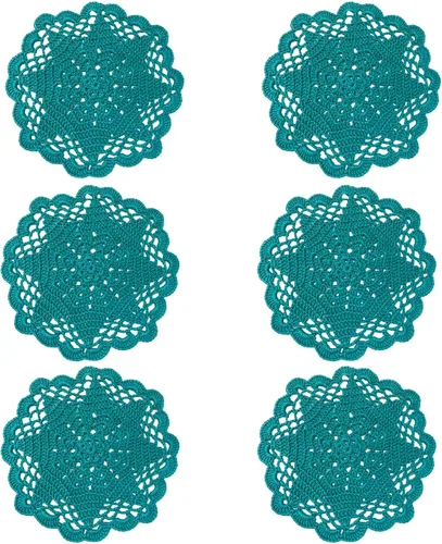 Miniatura 6 de Juego de 2 manteles individuales de encaje con diseño de flores huecas de ganchillo, manteles individuales de encaje para taza de té, aniversario
