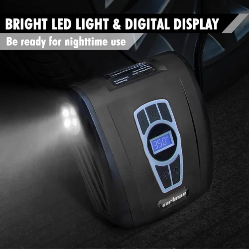 Miniatura 5 de CARTMAN Inflador de neumáticos, compresor de aire portátil, bomba de aire automática para automóvil/bicicleta con manómetro digital y luz LED