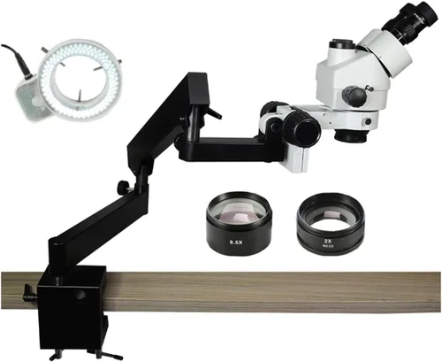 Miniatura 3 de Microscope Accessories Kit 3.5X-90X Trinocular Stereo Microscope Stand Clamp Zoom Microscopio Microscope Slides (Color : 3.5X-90X Trinocular B)