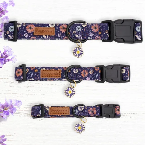 Miniatura 6 de Faygarsle Collar de Perro Floral para Niñas y Perras Hembras Collar de Mascota Suave y Elegante con Diseño de Flores Collar de Perro Morado Ideal
