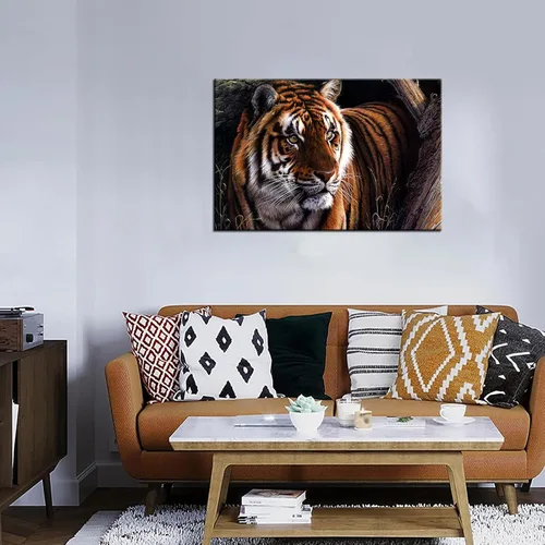Miniatura 2 de KLVOS Lienzo decorativo para pared con diseño de animales salvajes, imágenes de tigre real de Bengala para pintura de pared, arte contemporáneo