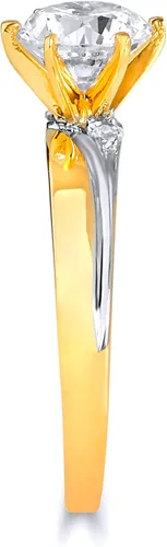 Miniatura 4 de Anillo de compromiso de oro amarillo de 14 quilates y alianza de boda para mujer.