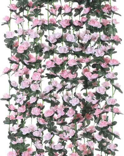 Miniatura 12 de PARTY JOY 8 piezas 65.6 pies Guirnalda de Flores, Vid de Rosa Falsa Flores Artificiales Guirnalda de Hiedra Rosa Colgante para Decoración de Pared