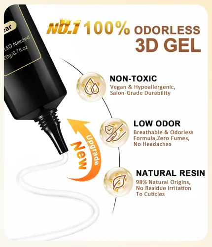 Miniatura 4 de No.1 Kit de efecto espejo de polvo de uñas cromado dorado metálico con 0.71 oz de gel 3D escultura de arte de uñas transparente 100% no tóxico