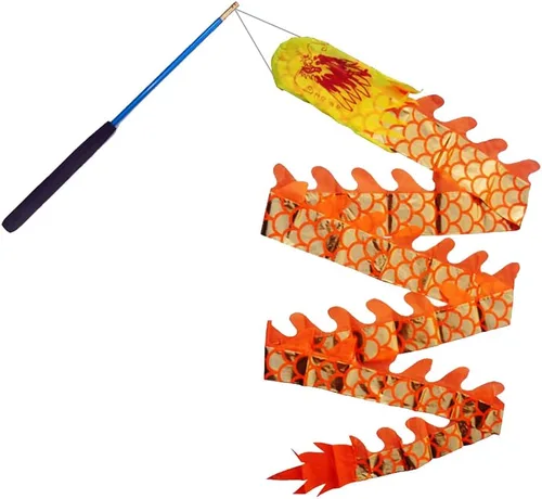 Miniatura 10 de 19.6 pies de seda azul dragón Poi, cinta de práctica con espiral de dragón lanzador con barra de mano de fibra de vidrio elástica de 35.4 in + bolsa