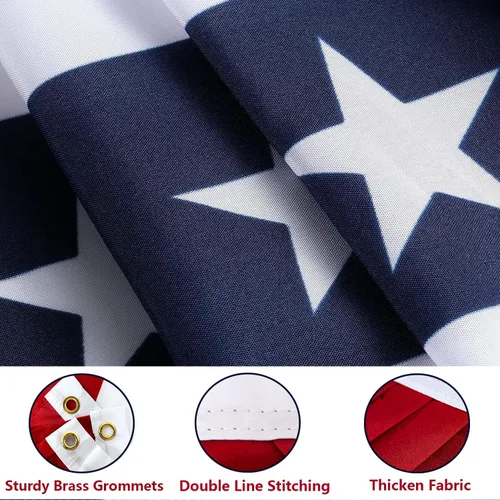 Miniatura 6 de Bandera de abanico plisada de Estados Unidos de 3 x 6 pies, bandera estadounidense para exteriores, bandera patriótica de medio abanico con ojales 6