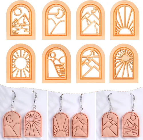 Puocaon Cortadores de arcilla de paisaje bohemio – Cortadores de arcilla de 8 formas para la fabricación de joyas de arcilla polimérica, cortadores