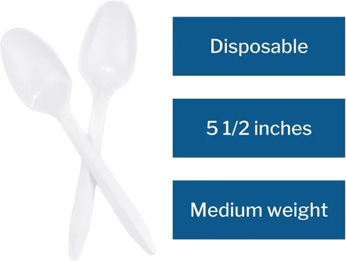 Miniatura 2 de McKesson Cuchara de plástico, polipropileno, desechable, blanco, 5 1/2 in, 1000