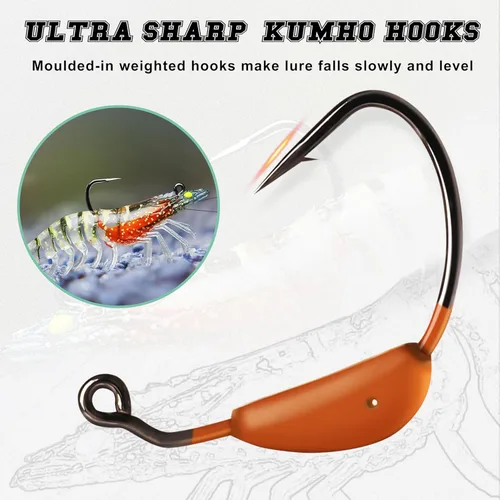 Miniatura 4 de TRUSCEND Duramax TPE Soft Fishing Lures with BKK Hooks, Shrimp & Crayfish Pro Fishing Baits, Curly & Paddle Tail Lure for Trembly Sinking &