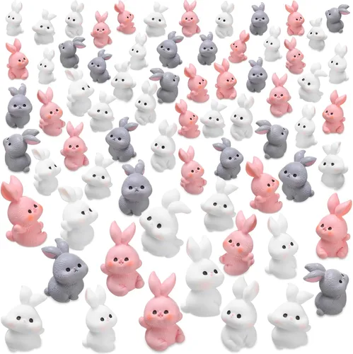Miniatura 7 de Marsui 100 piezas de figuras en miniatura de conejo, accesorios en miniatura de conejo, jardín de Pascua, paisaje, jardín, conejito para Pascua