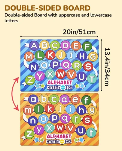 Miniatura 3 de JoyCat Caja misteriosa del alfabeto para niños, 26 piezas de clasificación de letras a juego, actividades, sonidos de letras, juguetes