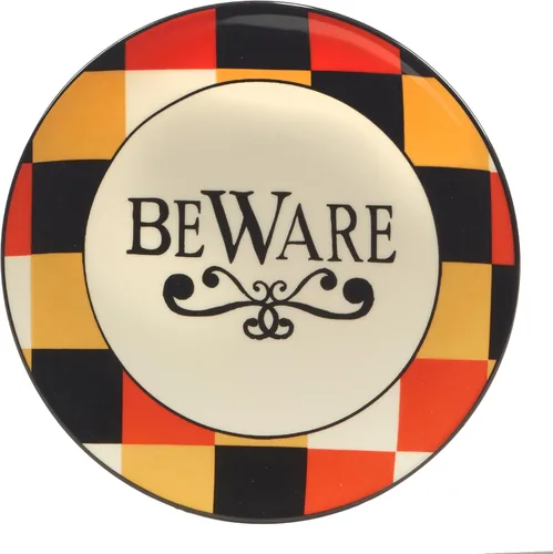 Miniatura 4 de Spooky - Platos de canapé de Halloween, juego de 4 platos de cerámica de 6 pulgadas con frases festivas: BOO, Let's Get Spooky, Beware & Come In for