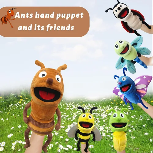 Miniatura 4 de Marioneta de Mano de Peluche Realista de 13", Marionetas de Animales Insectos para Niños Marioneta de Mano de Animal de Peluche Insecto con Boca