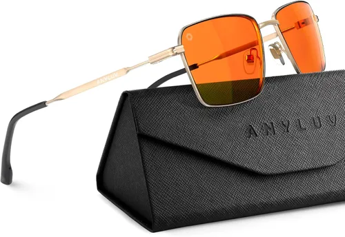 Miniatura 15 de ANYLUV Rectangle Blue Light Glasses, Classic Business Style Computer Glasses, Lightweight Metal Eyeglasses for Anti Eyestrain