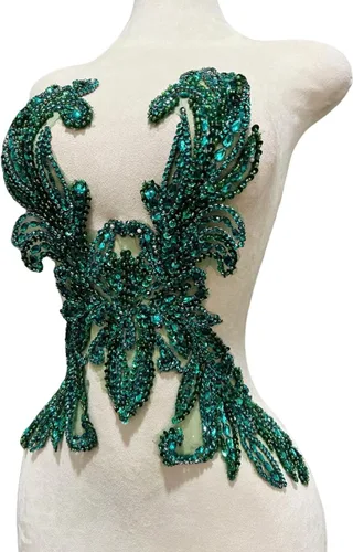 Miniatura 3 de Accesorios de apliques de encaje de diamantes de imitación hechos a mano puros cuentas de costura a mano piedras parches para vestido de novia