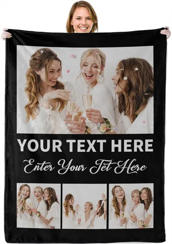 Miniatura 31 de Abybela Manta personalizada con texto fotográfico para regalos de parejas, manta personalizada con imagen, regalos para novio, novia, esposa, Foto-3