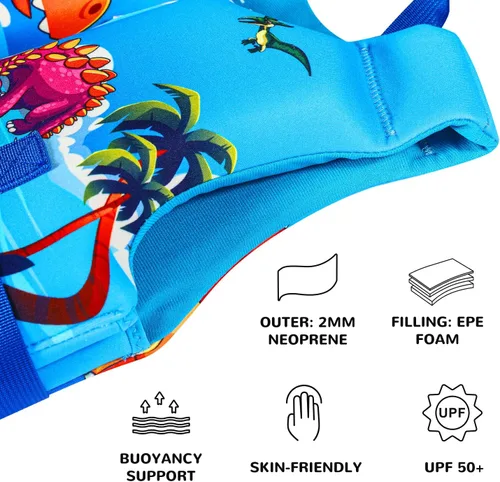 Miniatura 4 de REALIKE Chaleco de Natación para Niños Flotadores para Niños Pequeños Correa de Seguridad Ajustable Ayudas de Natación para Niños Pequeños Niños
