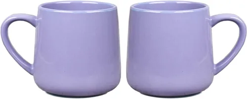 Bosmarlin Juego de 2 tazas de café de cerámica brillante, taza de té para oficina y hogar, 18 onzas, adecuadas para lavavajillas y microondas Púrpura