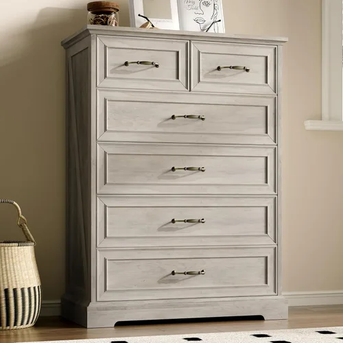 Miniatura 15 de Cómoda rústica de 3 cajones para dormitorio, cómoda moderna de 24 pulgadas de ancho con cajones profundos y asas de barra, mesita de noche de madera