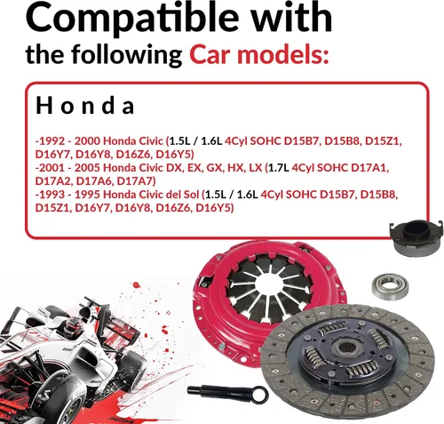 Miniatura 7 de Kit de embrague compatible con Civic Delsol Acura El Base Dx Ex Lx Hx Reverb 1992-2005 1.5L 1.6L 1.7L L4 Gas Sohc Aspirado naturalmente