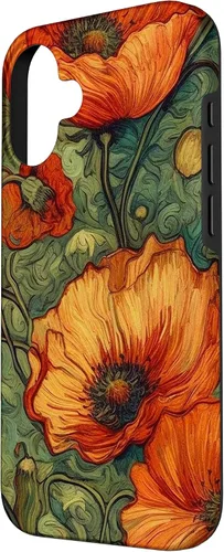 Miniatura 2 de iPhone 16 Floral Van Gogh Style Poppy Flower Case