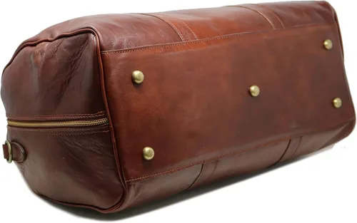 Miniatura 7 de Cenzo Duffle Vecchio - Bolsa de viaje de cuero italiano marrón, Vecchio marrón
