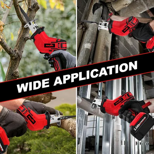 Miniatura 7 de FULLYEA Sierra Recíproca Inalámbrica, Sierras Eléctricas de 0-3500 RPM con 4 Hojas y 2 Baterías de 2.0Ah, Cambio de Hoja sin Herramientas, Sierra