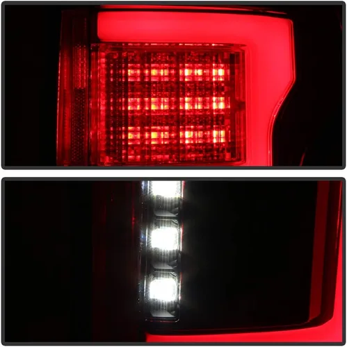 Miniatura 5 de ACANII - Para 2015 2016 2017 Ford F150 camión w/sensor de punto ciego rojo claro completo LED luz tubo luces traseras lámparas de freno