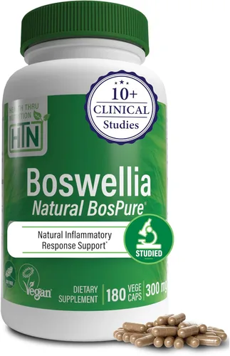 Health Thru Nutrition Boswellia 300mg as Bospure AKBAMAX | Ácidos boswélicos de alta potencia 75% AKBA 10% AKBA | Apoyo inflamatorio saludable |