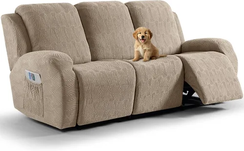 Miniatura 32 de VANSOFY Fundas para sillas reclinables, 4 piezas, elásticas, de tela jacquard, suave funda para silla reclinable, protector de muebles con parte