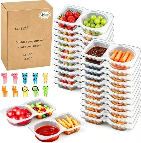 ALFEVA 24 recipientes reutilizables para aperitivos con tapas control de porciones, artículos esenciales para campamento, recipientes de preparación
