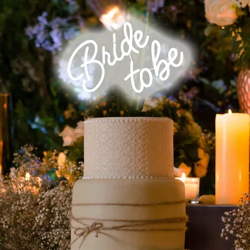 Miniatura 6 de Letrero LED de neón con texto en inglés "Bride to Be", letras blancas "17.7x12.2", reutilizable, decoración de pared de neón, regalos de compromiso