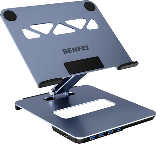 BENFEI Soporte para laptop con estación de acoplamiento USB C 6 en 1, HDMI 4K a 60Hz, 4* USB 3.0, 100W PD compatible con MacBook Pro/Air, iPad Pro,