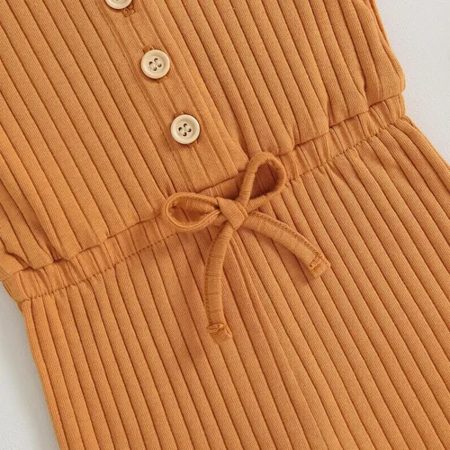 Miniatura 48 de Traje de verano para niña pequeña, de manga corta, acanalado, overol liso, pantalones cortos, ropa para recién nacidos