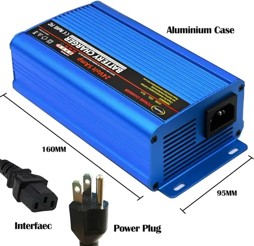 Miniatura 7 de Cargador de batería de 24V, cargador de batería inteligente automático, mantenedor, cargador de goteo de 5A e interruptor de E/S con clips