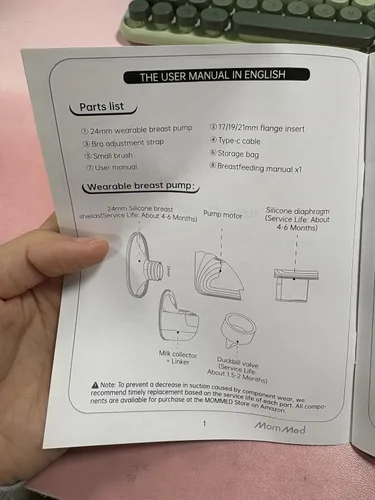 Miniatura 10 de MomMed Extractor de leche portátil (modelo S21) - Extractor de leche eléctrico doble manos libres, diseño a prueba de fugas, 3 modos