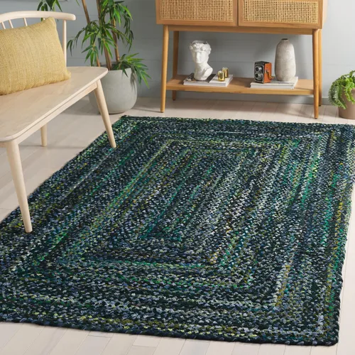 Miniatura 19 de SAFAVIEH Braided Collection - Alfombra de pasillo, 2 pies 3 pulgadas x 8 pies, color negro y azul, hecho a mano, reversible, ideal para dormitorio