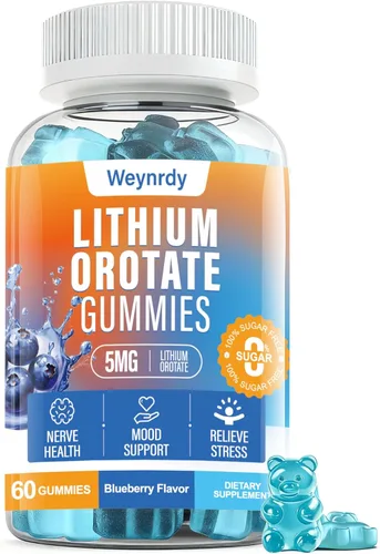 Gomitas de Orotate de litio de 5 mg para adultos y niños, orotato de litio quelado de baja dosis para apoyo del estado de ánimo y mejora cognitiva,