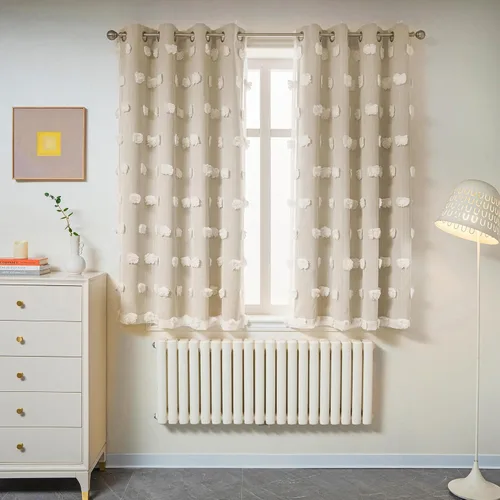 Miniatura 39 de Mysky Home Cortinas de doble capa, dormitorio, traslúcidas, opacas, habitación de niños, comedor, guardería, ojales, oscurecer la habitación, 52 x