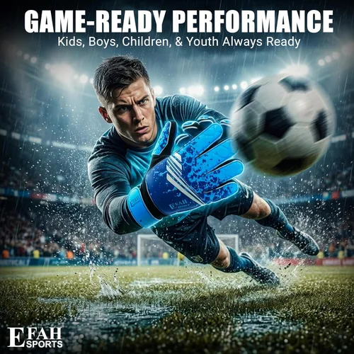 Miniatura 6 de Guantes de portero de fútbol para niños y jóvenes, guantes de portero de fútbol con agarres fuertes Azul