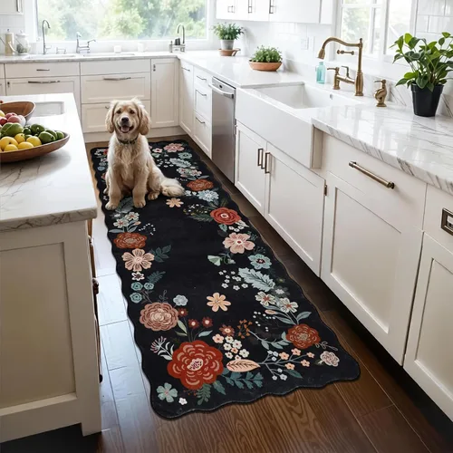 Miniatura 14 de Homcomoda Alfombras florales de cocina para piso, 3 piezas, alfombra de cocina antideslizante de granja, alfombra de cocina lavable, antideslizante