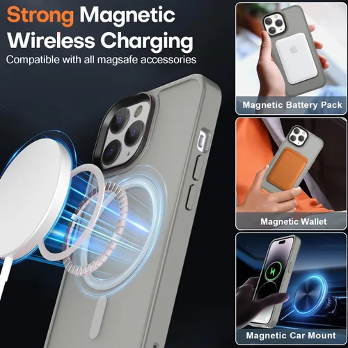 Miniatura 230 de Fuerte magnético para iPhone 11, compatible con Magsafe, [resistente a caídas de 13 pies] Funda trasera translúcida mate con sensación de piel