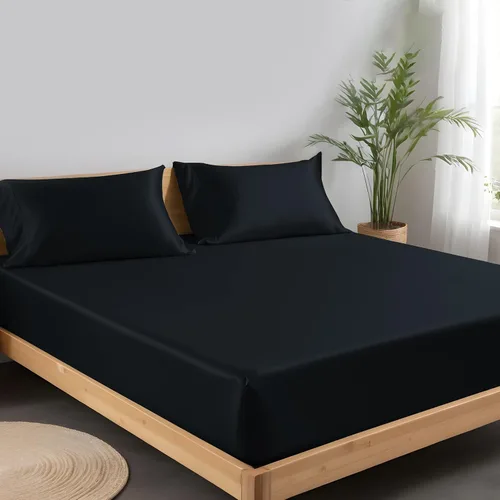 Miniatura 21 de LINENWALAS Tencel Lyocell Sábana bajera solo con ajuste seguro y cómodo en todo el contorno elástico de 16 pulgadas de profundidad, ropa de cama