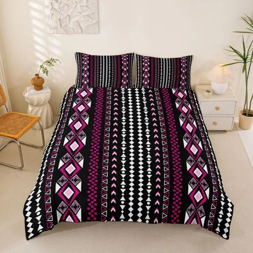 Miniatura 17 de Erosebridal Bohemian Duvet Cover Twin Country Southwestern Comforter Cover for Kids Teens Boho Aztec Arrows Diamond Bedding Set Black Gray Geometric