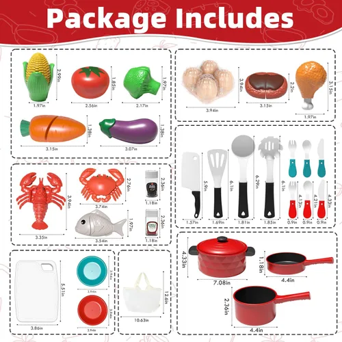 Miniatura 8 de Lehoo Castle Accesorios de Cocina de Juguete, Juegos de Ollas y Sartenes para Cocina de Niños, Juegos de Comida de Juguete para Niños, Set de Cocina