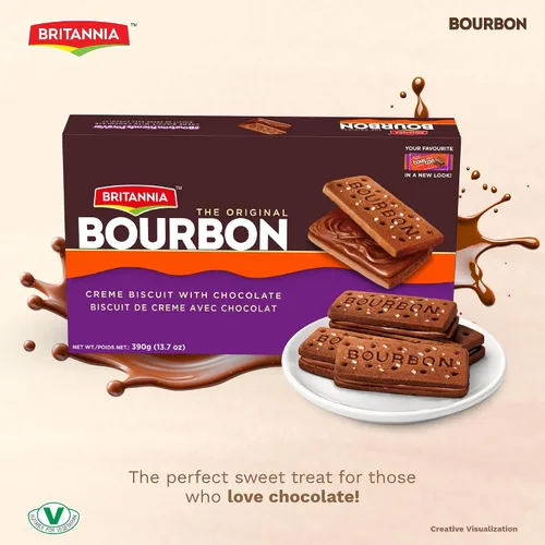 Miniatura 4 de Galletas de crema Britannia el Original Bourbon sabor chocolate 13,7 onzas.