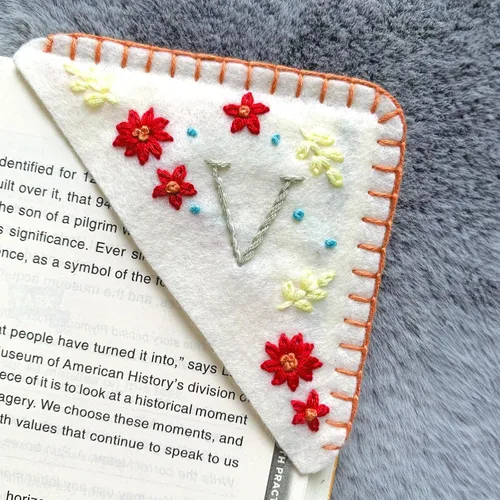 Miniatura 64 de Marcapáginas de esquina bordadas a mano personalizadas, Marcadores para mujeres, Marcador personalizado para los amantes de los libros, lindo Verde